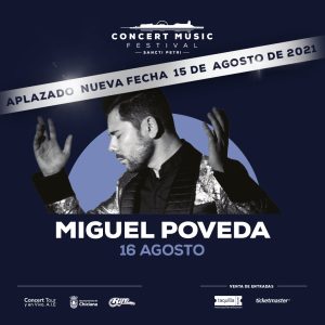 El concierto que Miguel Poveda tenía previsto para este verano en Concert Music Festival se pospone al 15 de agosto de 2021.