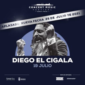 El concierto que Diego El Cigala tenía previsto este verano en Concert Music Festival Sancti Petri se pospone para el 25 de julio de 2021.