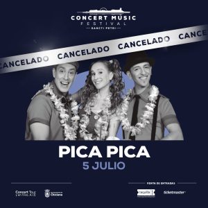 Cancelado el espectáculo de Pica Pica previsto para el 5 de julio de 2020 en Concert Music Festival. El importe de las entradas se reembolsará íntegramente