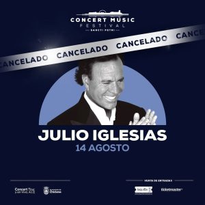 Lamentamos comunicar la cancelación del concierto de Julio Iglesias previsto para el 14 de agosto en Concert Music Festival.