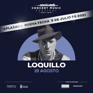 El concierto que Loquillo tenía previsto para este verano en Concert Music Festival dentro de su gira El último clásico, se aplaza al 9 de julio de 2021.